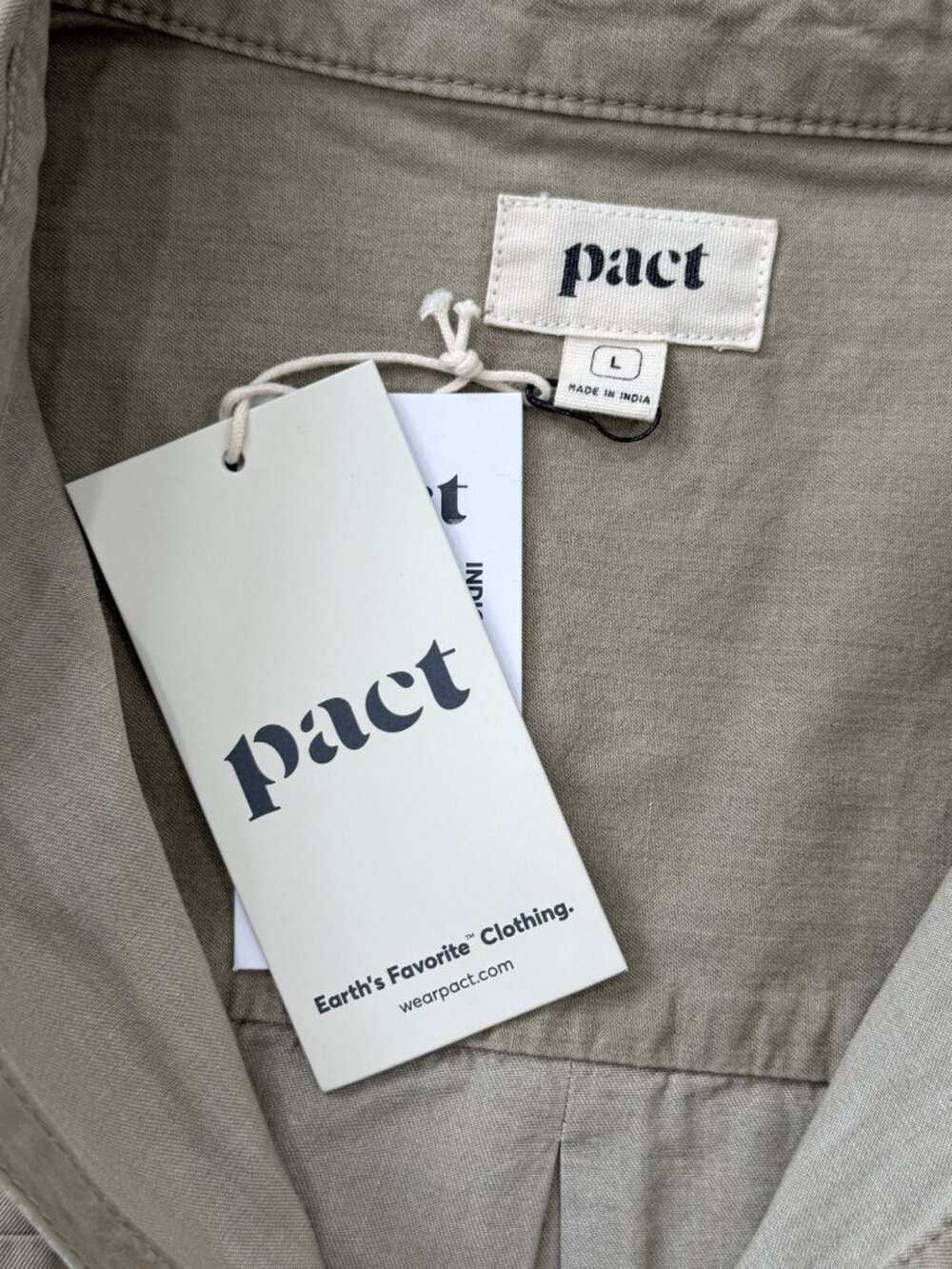 Pact Womens Size L Sleeveless Romper Button-Up Organic Cotton In Khaki NEW - Picture 3 of 8